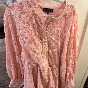 Eloquii Blush Floral Lace Dress